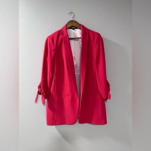 Express Tie Sleeve Boyfriend Blazer, Guava Pink Size Large
